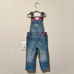 OshKosh B'gosh Fleece Lined Denim Overalls with Pink Accents